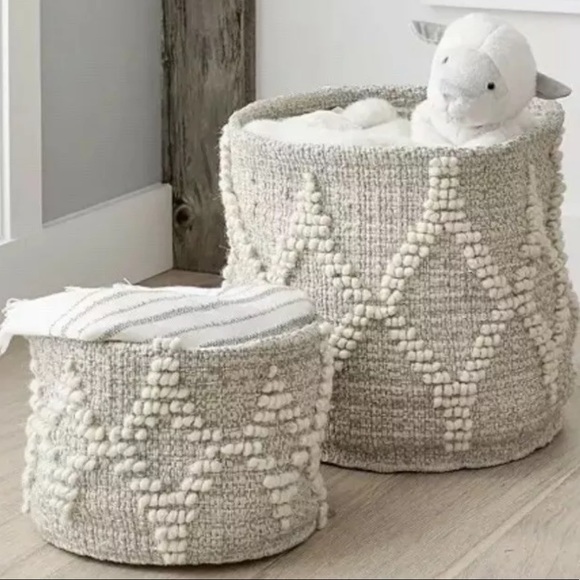 Pottery Barn Kids Accents Metallic Woven Wool Storage Bin Poshmark